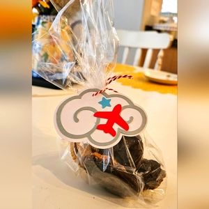 Homemade Tags | 12 pack | cloud & airplane | treat bags | baby shower | favors